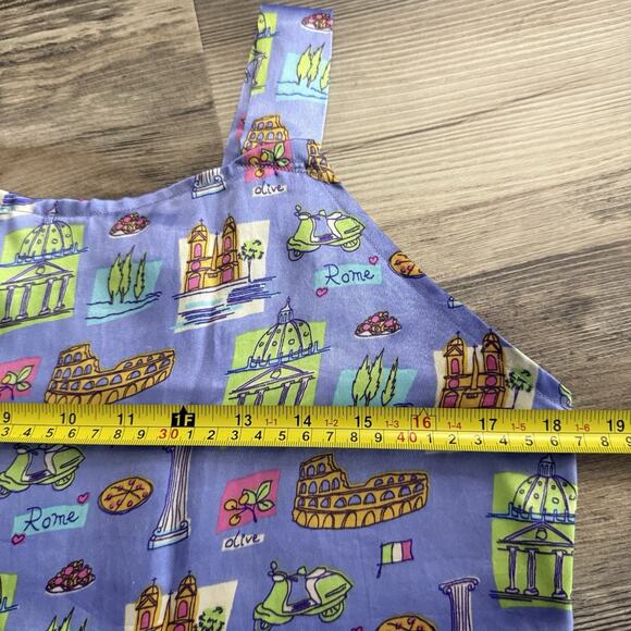Colorful Rome Print Sleeveless Dress Italy Landmarks Travel Theme Size S/M - Picture 4 of 5